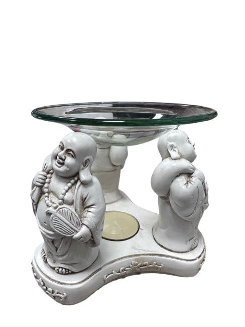 Bruciatore bianco 3 Buddha felici 12 cm