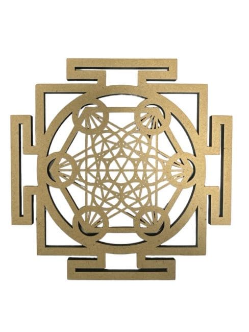 Targa in legno Metatron Sri Yantra 15 cm