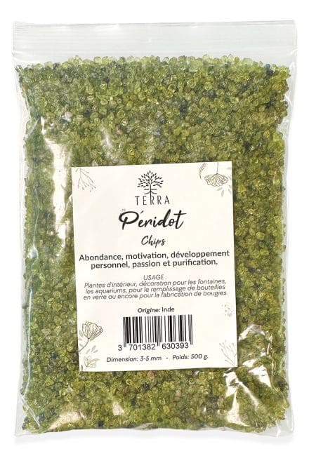 incenso ad Peridoto A+ Scaglie di pietra naturale 1-4mm 500g