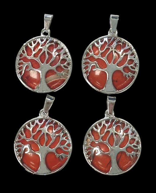 Ciondolo in metallo Albero della Vita Diaspro Rosso 25mm x4