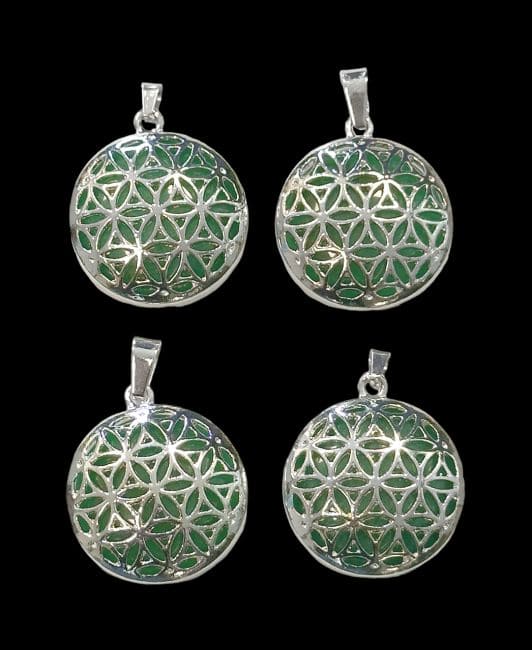 incenso ad Ciondolo in Metallo Fiore della Vita Avventurina Verde A 25mm x4|it