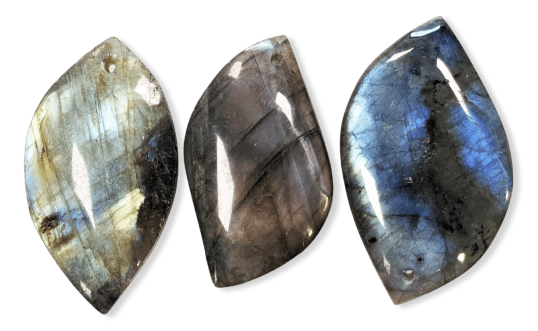 Pendenti in pietra forata a forma libera di labradorite AA X 3