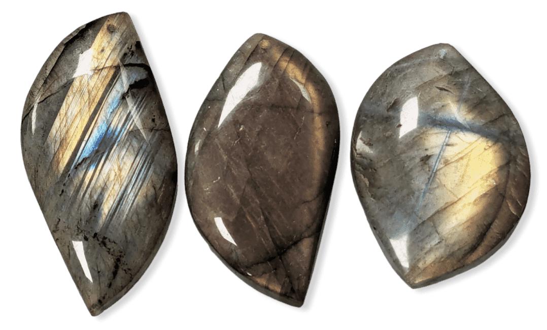 Pendenti in pietra forata a forma libera di labradorite AA X 3