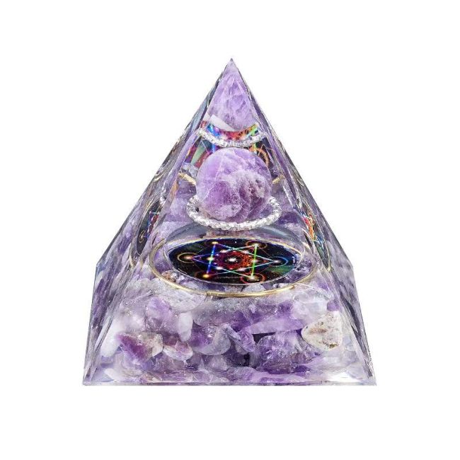 Piramide di Orgonite Ametista Metatron