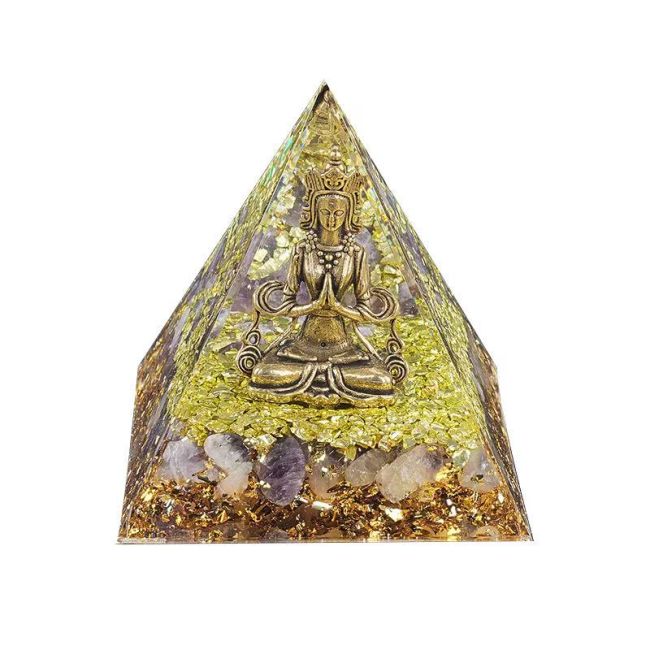 Piramide di orgonite Shiva + ametista