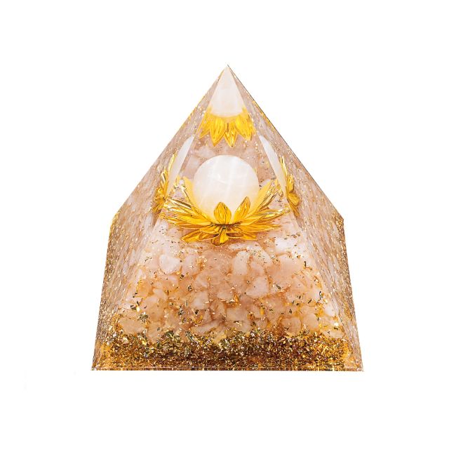 Piramide Orgonite Quarzo Rosa Loto 8cm