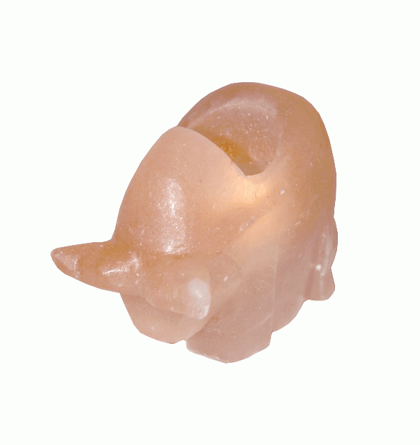 Portacandele in cristallo di sale naturale, design a forma di toro, 1 kg