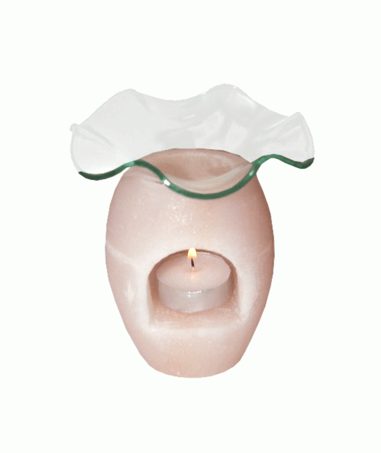 Bruciatore di incenso rotondo in cristallo di sale naturale da 1 kg