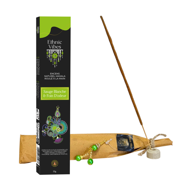 incenso ad Incenso Fragrances & Sens Ethnic Vibes Erba dolce & Salvia Bianca masala 15g|it