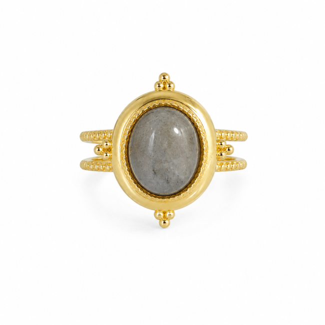 incenso ad Anello ovale in labradorite e acciaio inossidabile placcato oro|it