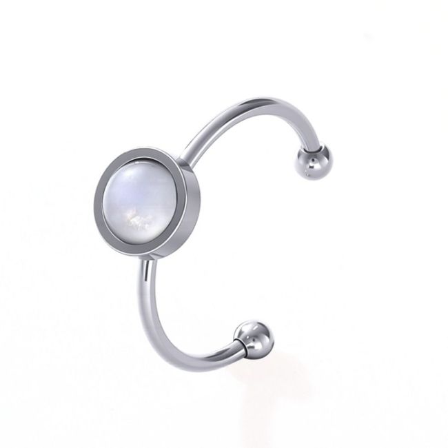 Anello con pietra di luna bianca – Acciaio inossidabile argentato