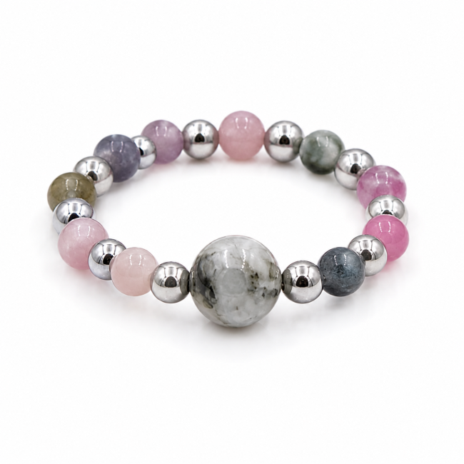 Anello in argento con perla e tormalina multicolore