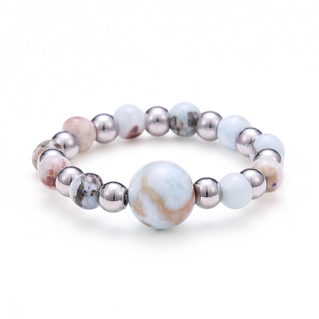Anello in argento Larimar con perla