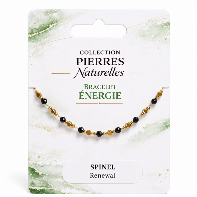 incenso ad Bracciale Energia in Spinello Nero A – Perle Dorate