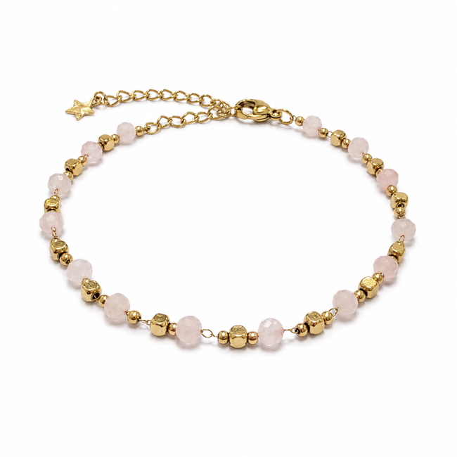 incenso ad Bracciale Energia in Quarzo Rosa AB – Perle Dorate|it