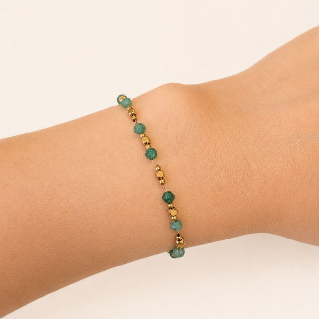 incenso ad Bracciale Energia in Avventurina Verde A – Perline Dorate