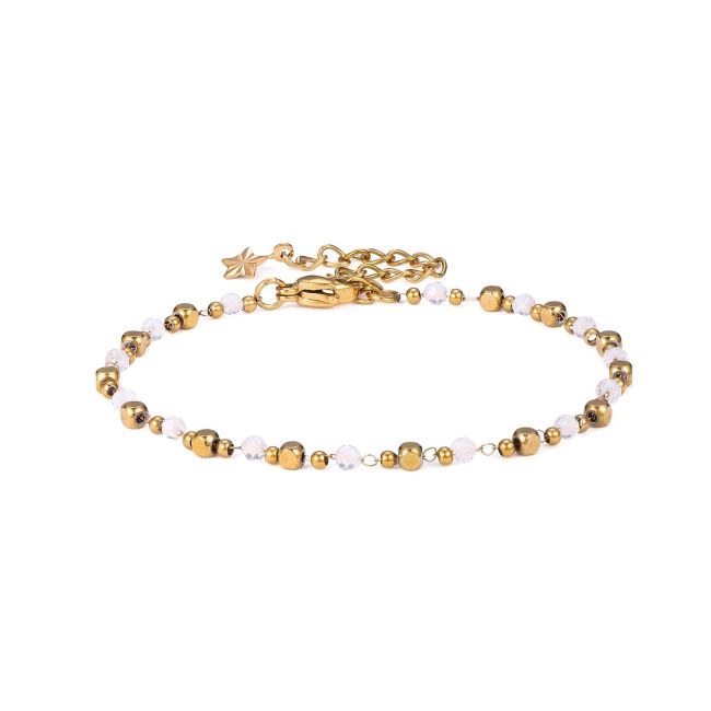 Bracciale Energia in Cristallo di Rocca AA – Perline Dorate