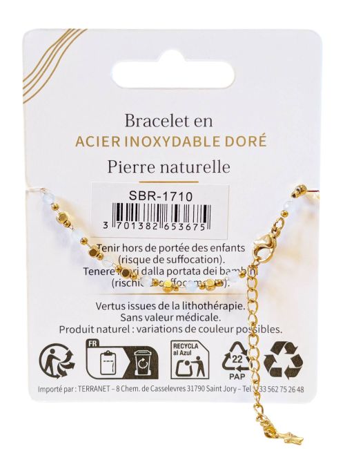 incenso ad Bracciale Energia in Acquamarina AA – Perline Dorate|it