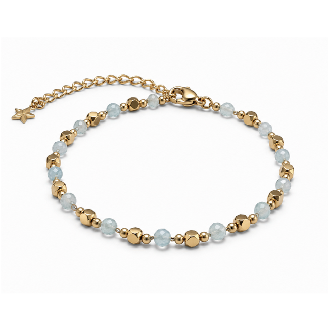 incenso ad Bracciale Energia in Acquamarina AA – Perline Dorate|it