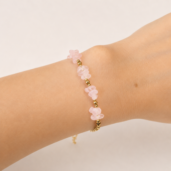 Bracciale Energia in Quarzo Rosa A – Frammenti di Pietra