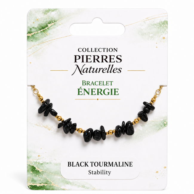 Bracciale Energia in Tormalina Nera A – Frammenti di Pietra