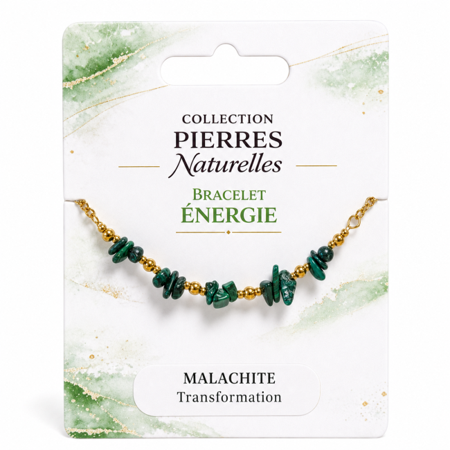 Bracciale Energia in Malachite A – Frammenti di Pietra