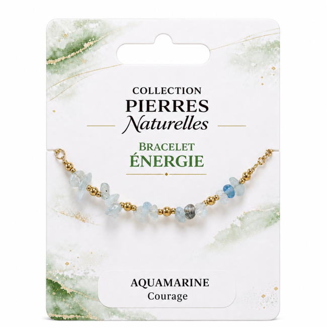 incenso ad Bracciale Energia in Acquamarina A+ – Frammenti di Pietra