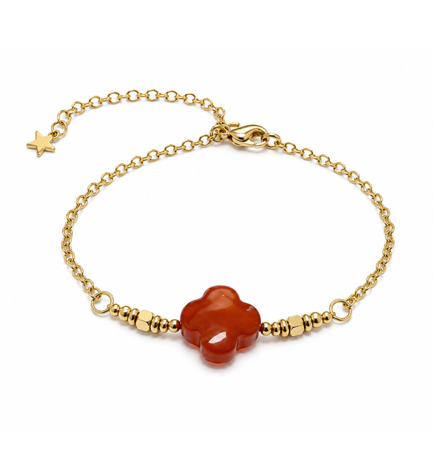 incenso ad Bracciale Portafortuna in Corniola A – Trifoglio