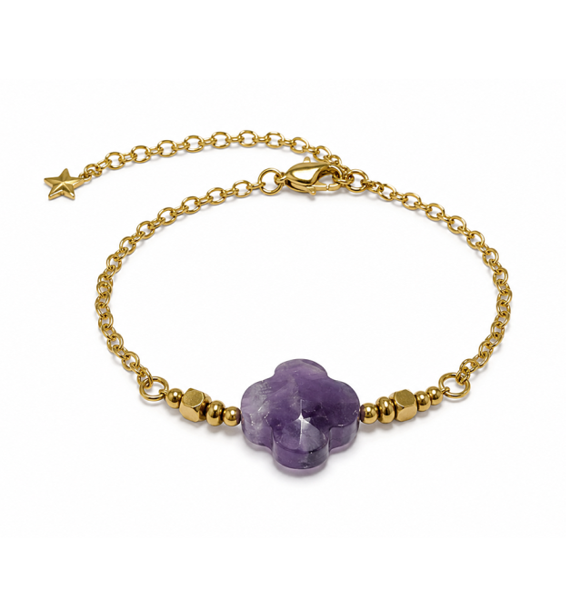 incenso ad Bracciale Portafortuna in Ametista A – Trifoglio