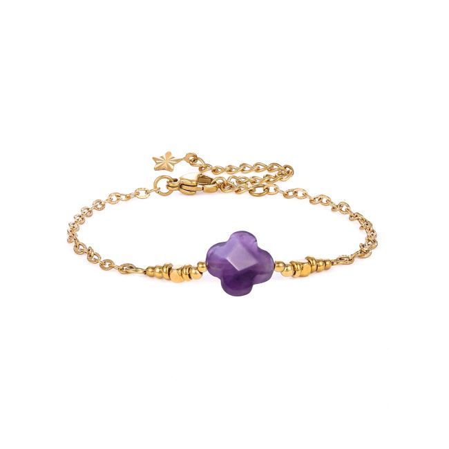 Bracciale Portafortuna in Ametista A – Trifoglio