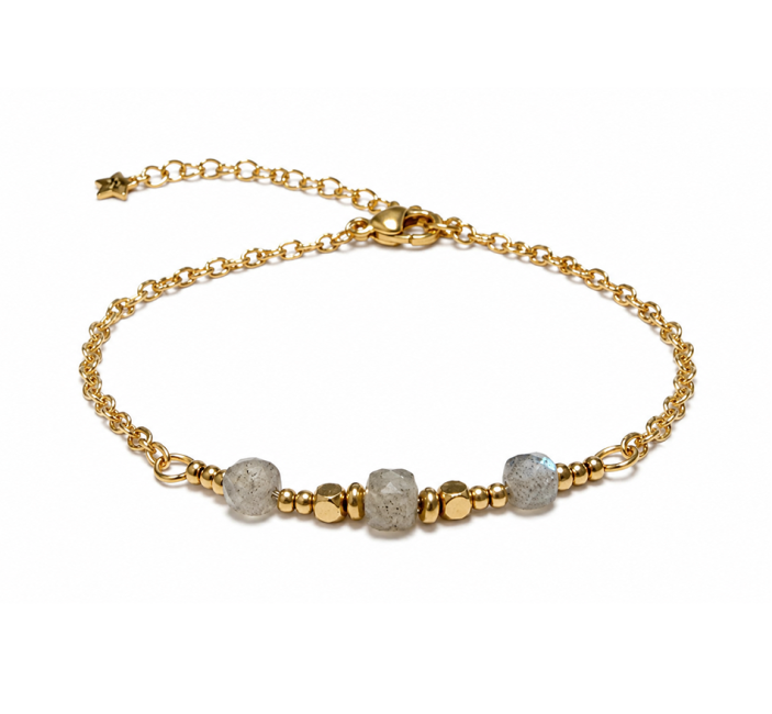 Bracciale Portafortuna in Labradorite A+ – Perline Quadrate Sfaccettate