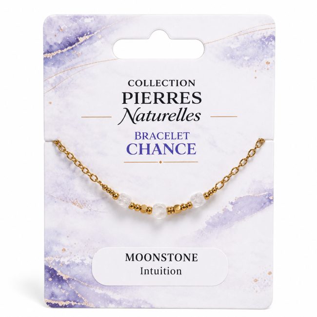 Bracciale Portafortuna in Pietra di Luna Bianca A+ – Perle Quadrate Sfaccettate