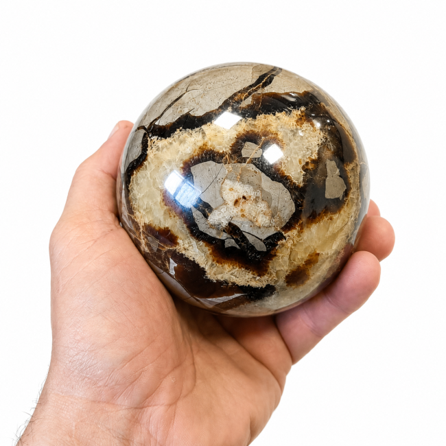 incenso ad Sfera di septaria lucidata da 1,130 kg