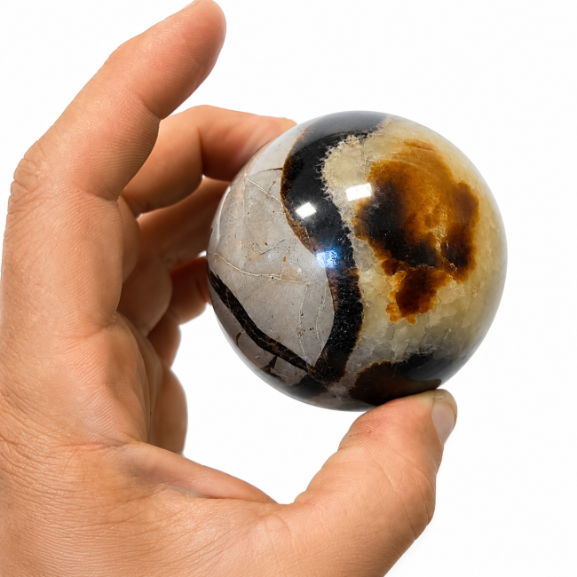 incenso ad Sfera di septaria lucidata 0,463 kg
