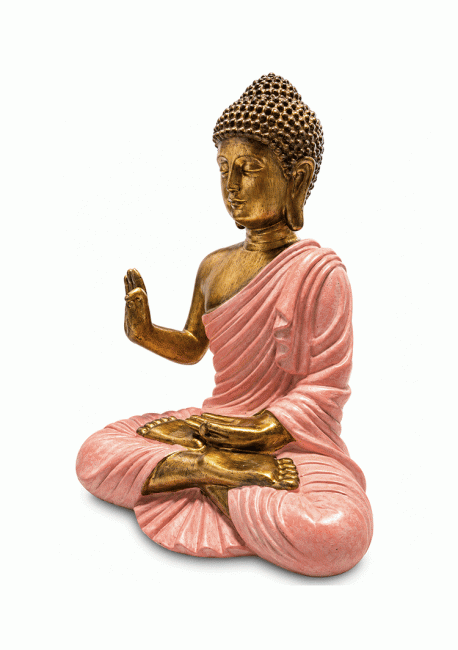 incenso ad Statua Buddha Abhaya Rosa e Dorata in Resina 31 cm|it