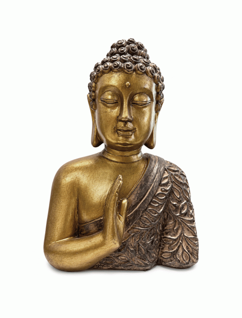 incenso ad Busto Buddha Dorato ed Effetto Legno in Resina 25 cm