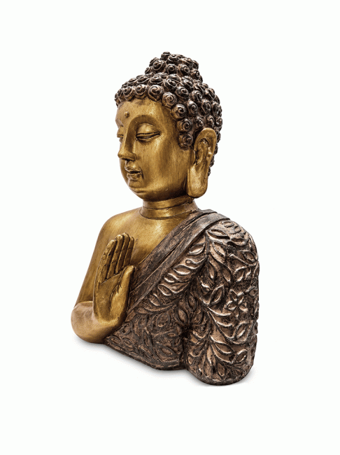 incenso ad Busto Buddha Dorato ed Effetto Legno in Resina 25 cm|it