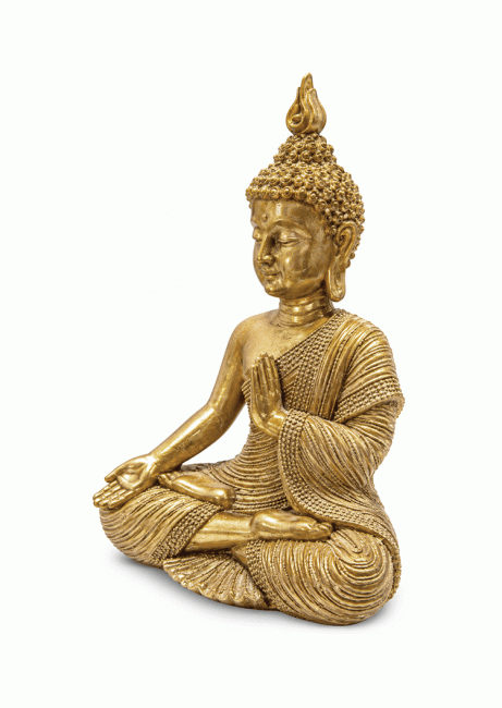 incenso ad Statua Buddha Dorato Mudra dell'Insegnamento in Resina 15 cm|it