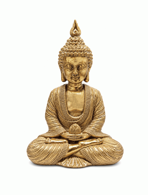 incenso ad Statua Buddha Meditazione Dorata in Resina 15 cm
