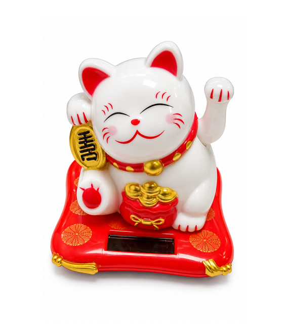 incenso ad Gatto Portafortuna Maneki-neko Solare con Braccio Mobile 7,5 cm
