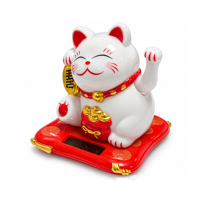 incenso ad Gatto Portafortuna Maneki-neko Solare con Braccio Mobile 7,5 cm|it