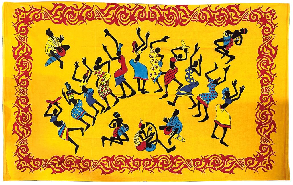 Arazzo di ballerini africani gialli
