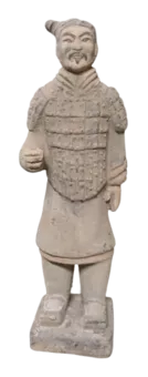 Statua di guerriero in terracotta antica colorata 20 cm