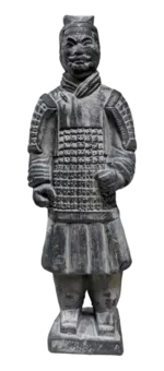 Guerrieri statua nera con armatura in terracotta 22cm
