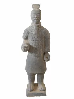 Statua del Guerriero Nero con armatura in terracotta, 25 cm