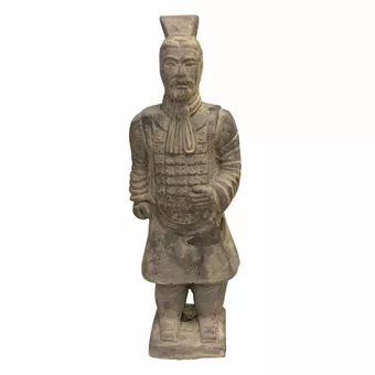 Statua del Guerriero Nero con armatura in terracotta, 26 cm