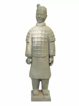 Statua antica di guerriero colorato in terracotta 35 cm