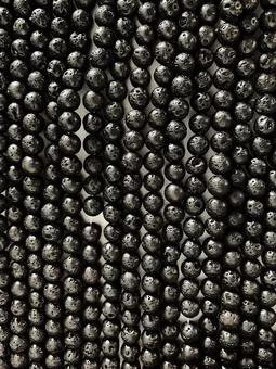 Filo di Perle Rotonde in Pietra Lavica A 6mm