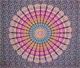Impiccagione mandala fucsia giallo porpora e turchese