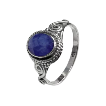 Anello in argento 925 con zaffiro blu sfaccettato AA T54